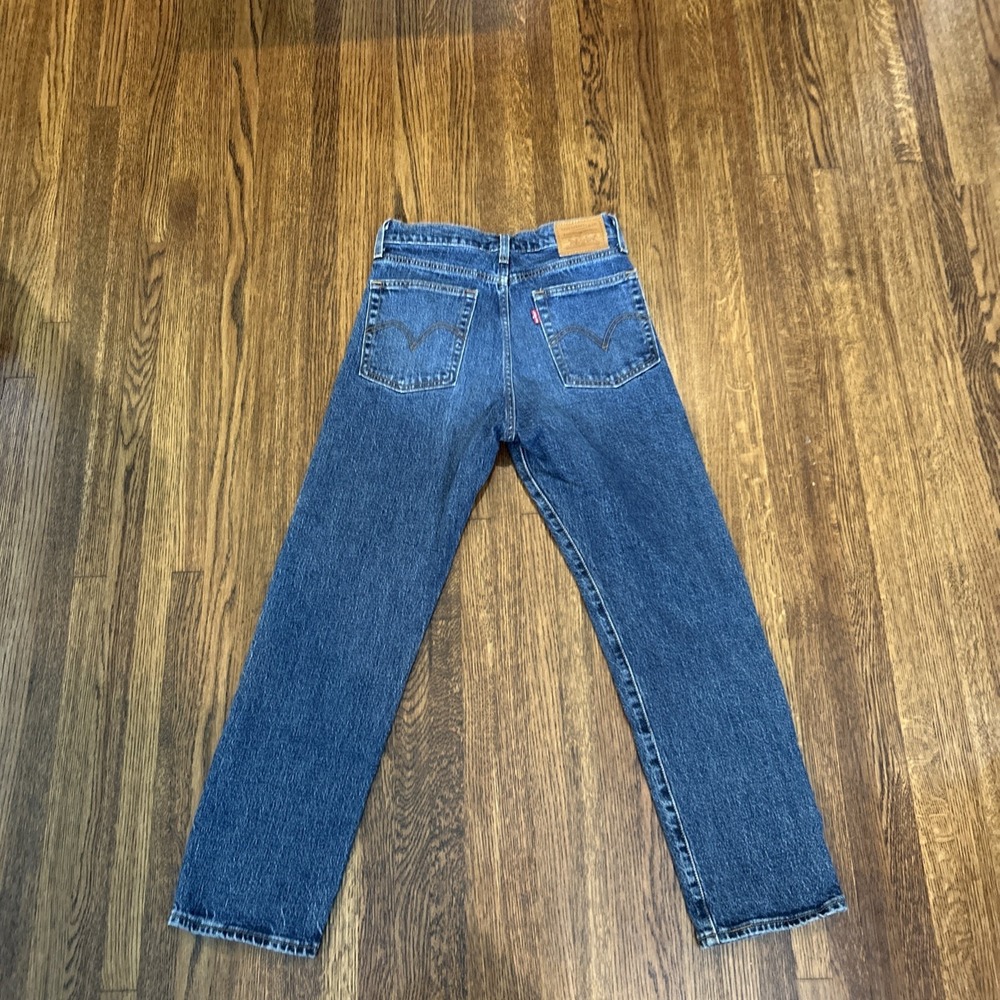 Levi 501 Jeans Womens 25 Blue Dark Wash Button Fly Wedgie Straight Leg Modern - Picture 6 of 8